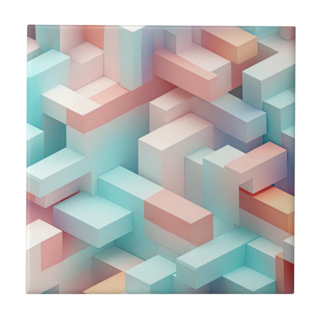 De Cerâmica Azulejo Abstrato 3D Pastel (Frente)
