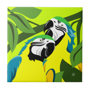 De Cerâmica Azulejo abstrato da arte do papagaio do Macaw