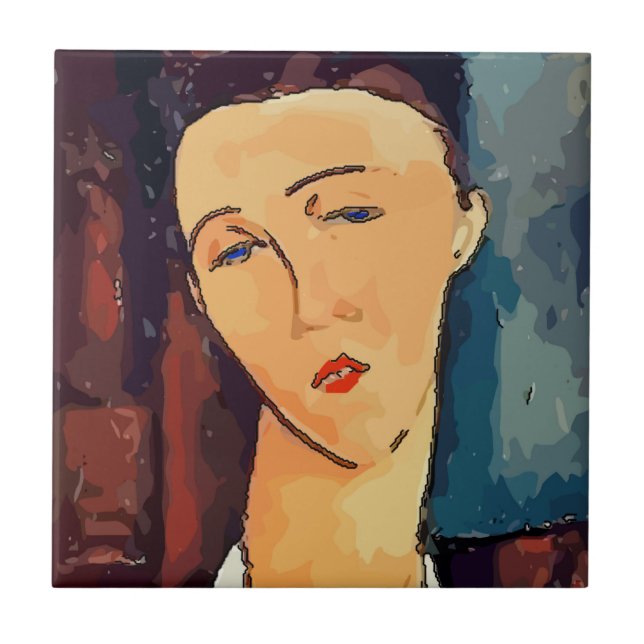 De Cerâmica Azulejo Abstrato Mulher Marrom, adicionar texto Az (Frente)