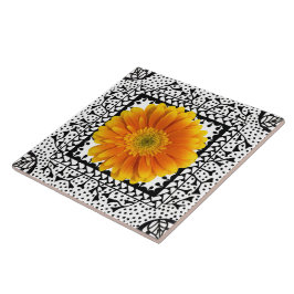 De Cerâmica Azulejo alaranjado da margarida do Gerbera