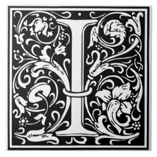 De Cerâmica Azulejo - Alfabeto Monograma I Preto Branco
