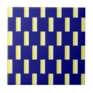 De Cerâmica Azulejo Amarelo & Azul Faixa Branca