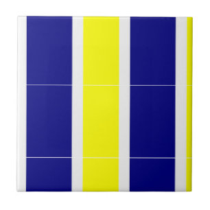 De Cerâmica Azulejo Amarelo & Azul Faixa Branca Quadrado