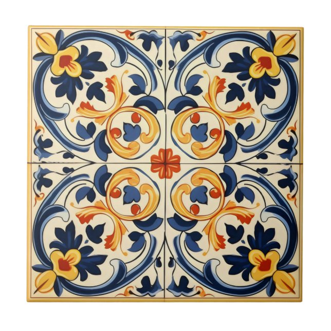 De Cerâmica Azulejo Amarelo Azul Italiano (Frente)