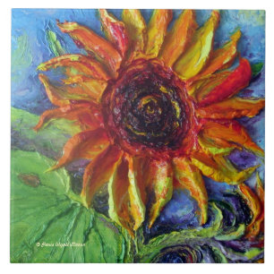 De Cerâmica Azulejo amarelo do girassol