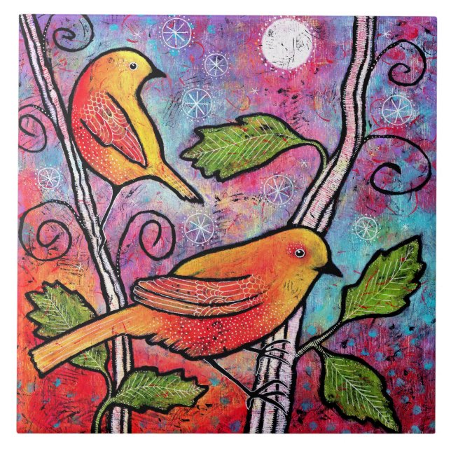 De Cerâmica Azulejo amarelo do pássaro (Frente)