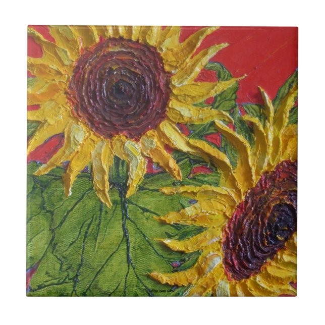 De Cerâmica Azulejo amarelo dos girassóis (Frente)