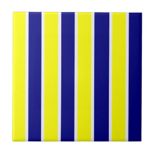 De Cerâmica Azulejo Amarelo e Azul Faixa Branca Quadrada