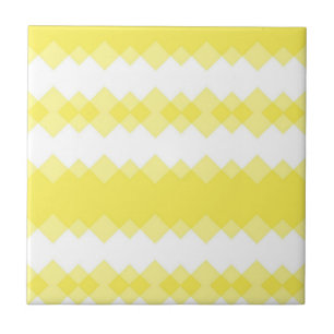De Cerâmica Azulejo Amarelo e Branco Listrado Quadrado