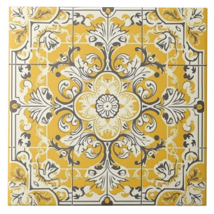 De Cerâmica Azulejo Amarelo Sem Costura