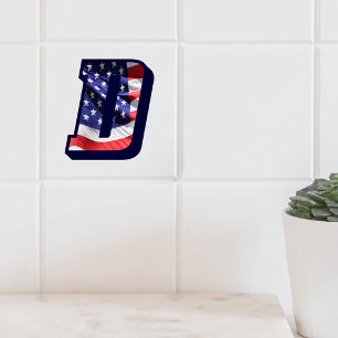 De Cerâmica Azulejo americano da foto da letra "D" da bandeira