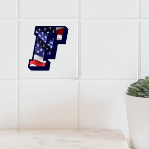 De Cerâmica Azulejo americano da foto da letra "F" da bandeira
