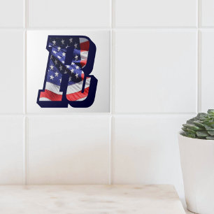 De Cerâmica Azulejo americano da foto da letra "R" da bandeira