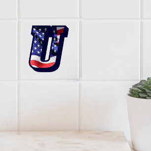 De Cerâmica Azulejo americano da foto da letra "U" da bandeira