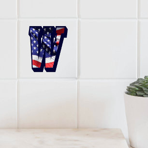 De Cerâmica Azulejo americano da foto da letra "W" da bandeira