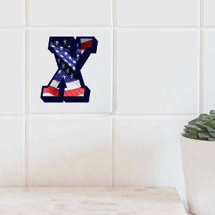 De Cerâmica Azulejo americano da foto da letra "X" da bandeira