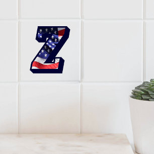 De Cerâmica Azulejo americano da foto da letra "Z" da bandeira