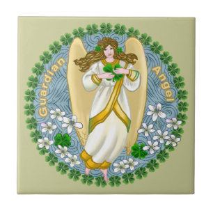 De Cerâmica Azulejo Anjo do Shamrock Irlandês