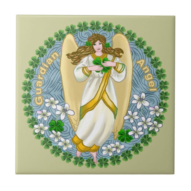 De Cerâmica Azulejo Anjo do Shamrock Irlandês (Frente)