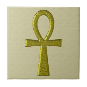 De Cerâmica Azulejo Ankh Dourada rico