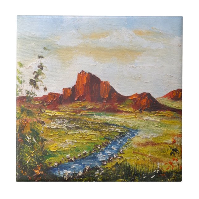 De Cerâmica Azulejo Ann Hayes pintando Red Rock Canyan (Frente)
