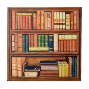 De Cerâmica Azulejo antigo da estante da biblioteca dos livros