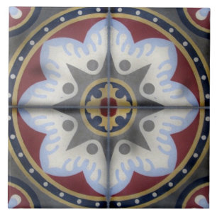 De Cerâmica Azulejo antigo do francês do cimento do vintage