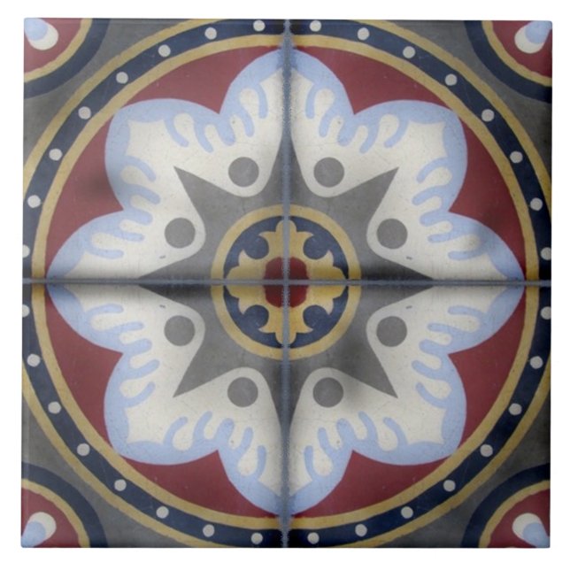 De Cerâmica Azulejo antigo do francês do cimento do vintage (Frente)