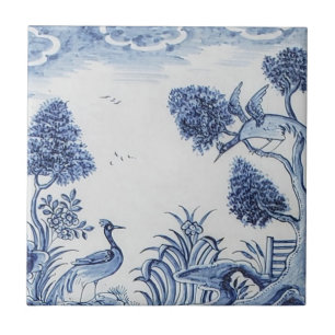 De Cerâmica Azulejo Antiquado - Cena Pastoral Azul e Branco-7