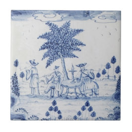 De Cerâmica Azulejo Antique Delft-Pastoral Cena Azul e Branco-