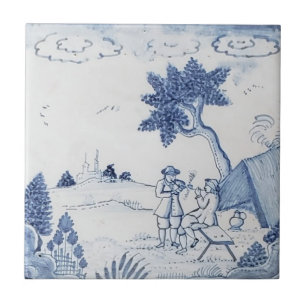 De Cerâmica Azulejo Antique Delft-Pastoral Cena Azul e Branco-