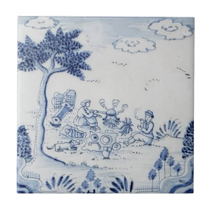 De Cerâmica Azulejo Antique Delft-Pastoral Cena Azul e Branco-