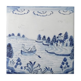 De Cerâmica Azulejo Antique Delft-Pastoral Cena Azul e Branco-