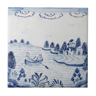 De Cerâmica Azulejo Antique Delft-Pastoral Cena Azul e Branco-