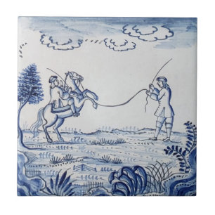 De Cerâmica Azulejo Antique Delft-Pastoral Cena Azul e Branco-
