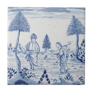 De Cerâmica Azulejo Antique Delft-Pastoral Cena Azul e Branco-