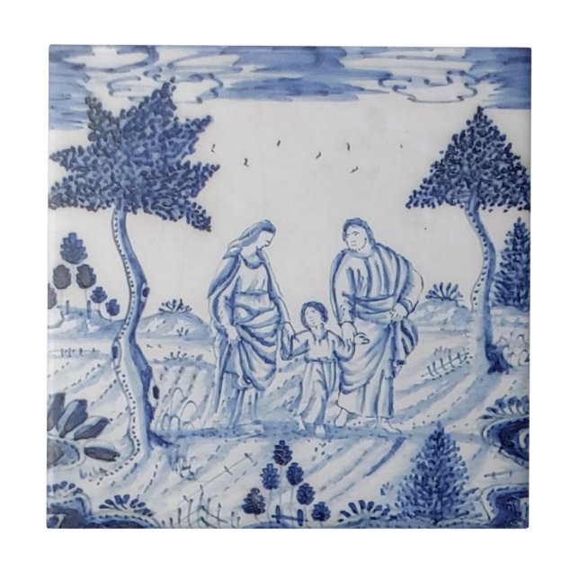 De Cerâmica Azulejo Antique Delft-Pastoral Cena Azul e Branco- (Frente)