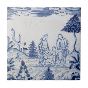 De Cerâmica Azulejo Antique Delft-Pastoral Cena Azul e Branco-