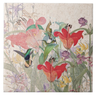 De Cerâmica Azulejo aquilégia das flores do lírio vermelho d