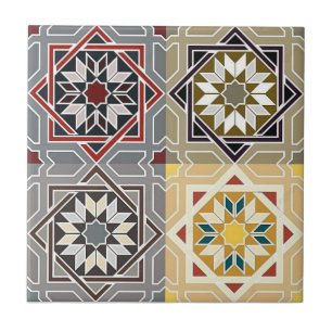 De Cerâmica Azulejo - Arabesco Quatro Padrões Entrelaçados