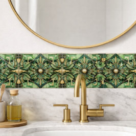 De Cerâmica Azulejo Art Nouveau / Art Deco Dourado Verde