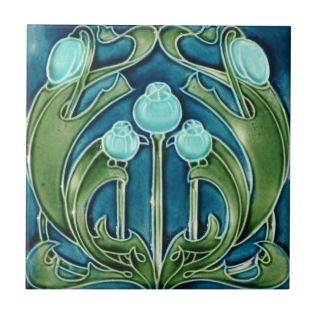 De Cerâmica Azulejo - Art Nouveau Blueberry (Frente)