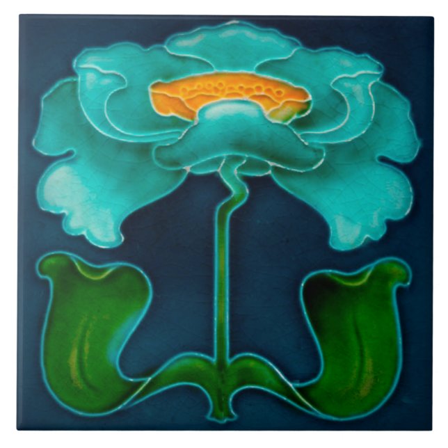 De Cerâmica Azulejo Art Nouveau Ceramic Fireplace Wall tile (Frente)