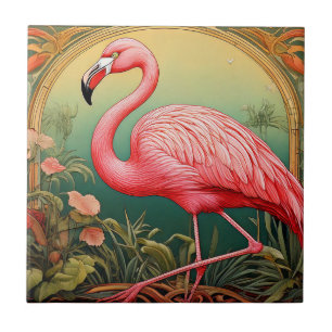 De Cerâmica Azulejo Art Nouveau Flamingo
