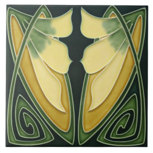 De Cerâmica Azulejo - Arte Nouveau Verde Fundo da Frota do Mar