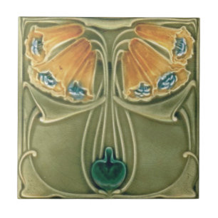 De Cerâmica Azulejo - Arte Nova Floral Amarelo Antigo