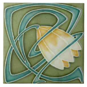 De Cerâmica Azulejo - Arte Nova Tulipa Decorativa Vintage