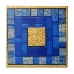 De Cerâmica Azulejo Artístico Quadrado mosaico Azul + Dourado