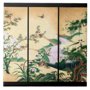 De Cerâmica Azulejo asiático da cachoeira das flores dos rosa
