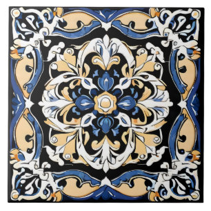 De Cerâmica Azulejo Azul Amarelo Branco Preto Espanhol Marroqu